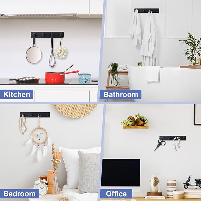 Key Holder  4-Hook Adhesive Organizer | Easy Wall Mount