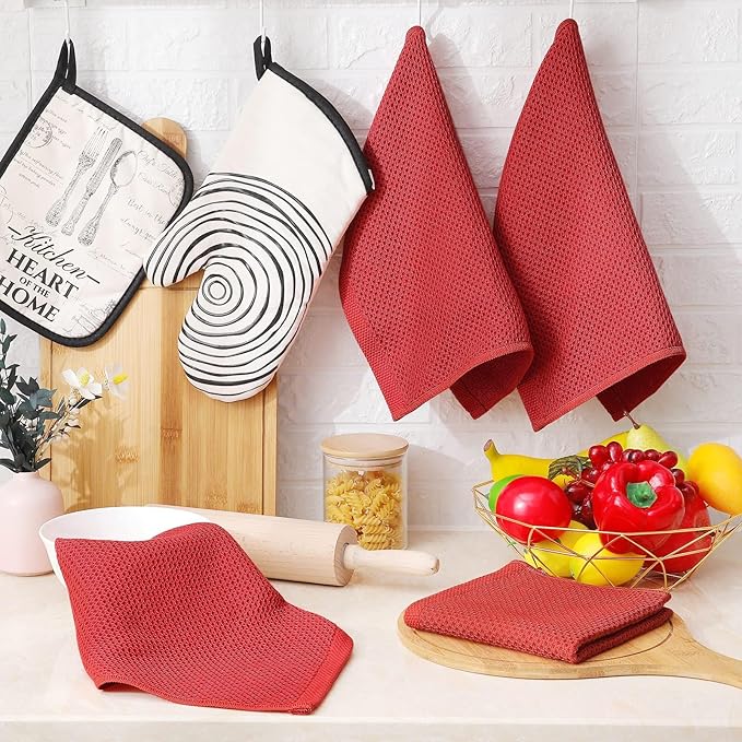 HavenWeave Cotton Waffle Dish Cloths – 4-Piece Set