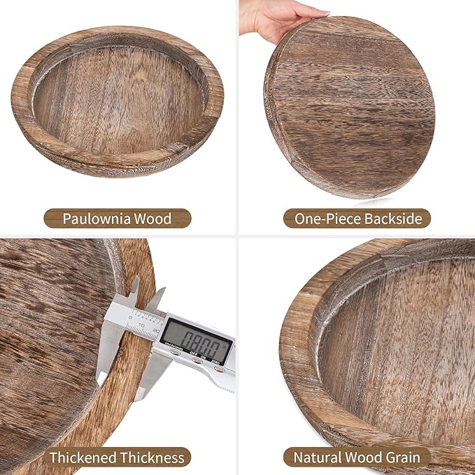 Rustic Decorative Wooden Candle Plate Tray - Farmhouse Style