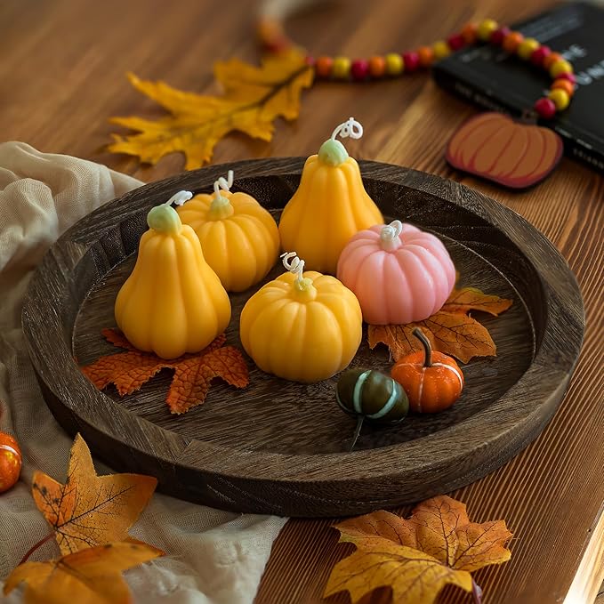 Rustic Decorative Wooden Candle Plate Tray - Farmhouse Style